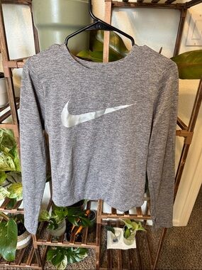 Nike Gray Dri-FIT Heathered Long Sleeve Top